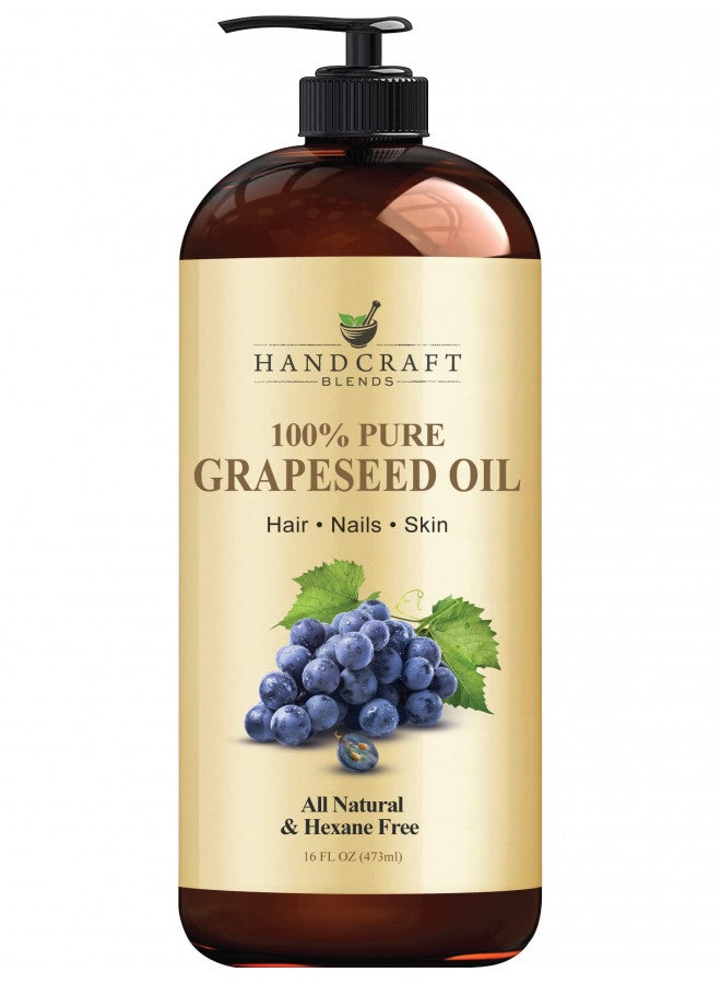 handcraft Blends Handcraft Grapeseed Oil - 100% Pure and Natural - Premium Therapeutic Grade Carrier Oil for Aromatherapy, Massage, Moisturizing Skin and Hair - Huge 16 fl. Oz  - Image 1