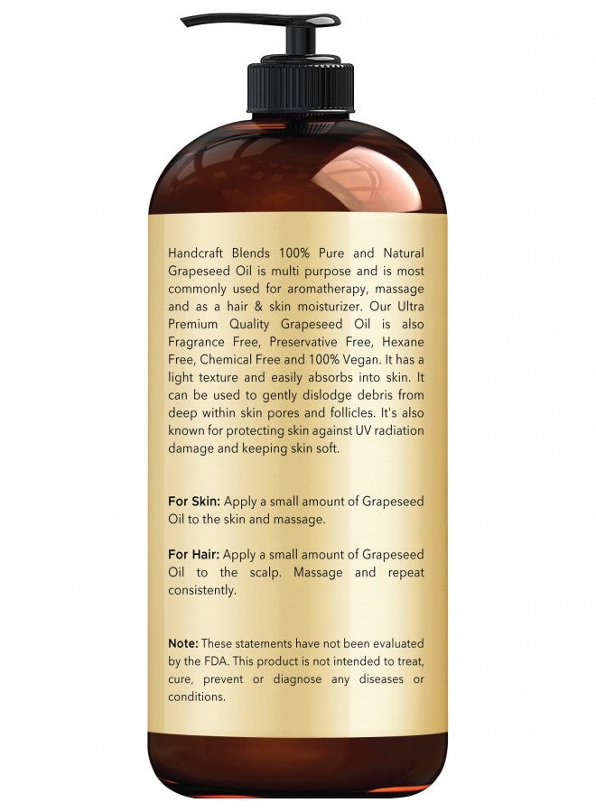 handcraft Blends Handcraft Grapeseed Oil - 100% Pure and Natural - Premium Therapeutic Grade Carrier Oil for Aromatherapy, Massage, Moisturizing Skin and Hair - Huge 16 fl. Oz  - Image 2