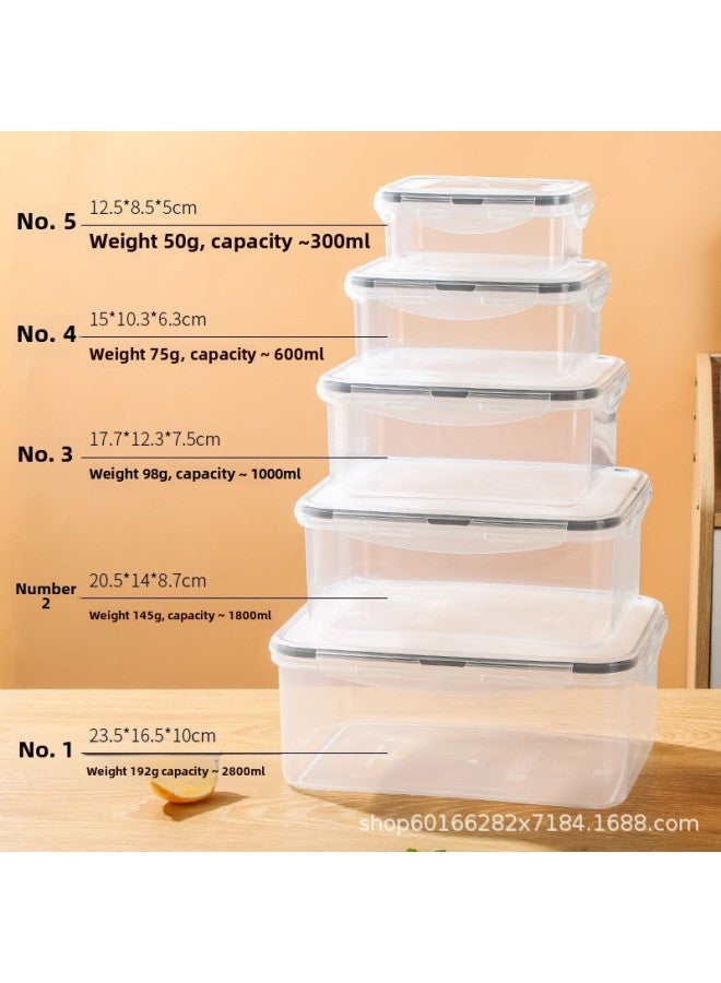 Transparent PP Refrigerator Preservation Box Kitchen With Lid Fruit And Vegetable Silicone Sealed Box Household Storage Food Storage Box-Specifications:suit Of Fresh-keeping Box (rectangular)-Color:No. 3 Fresh-keeping Box  - Image 1