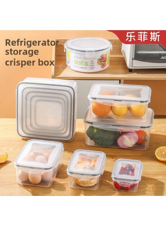 Transparent PP Refrigerator Preservation Box Kitchen With Lid Fruit And Vegetable Silicone Sealed Box Household Storage Food Storage Box-Specifications:suit Of Fresh-keeping Box (rectangular)-Color:No. 3 Fresh-keeping Box  - Image 3