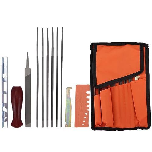Hipa 12 Pack Chainsaw File, Chainsaw Sharpener Kit, 5/32", 3/16", 7/32", 1/8", 11/64", 13/64" Round Chainsaw Sharpening, 6 Inch Flat File,Depth Gauge,Quick Check Gauge, Chain Saw Sharpener Tool - Image 1