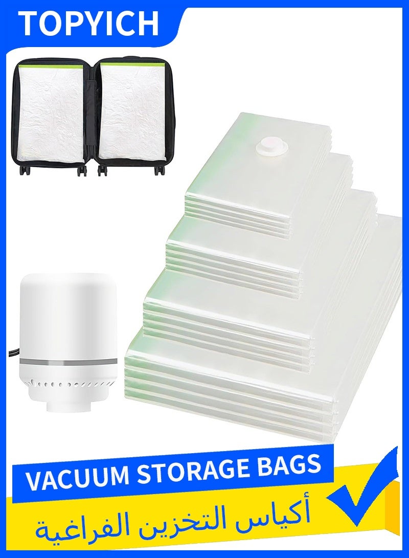Topyich Vacuum Storage Bags with Electric Pump Pack of 16 Space Saver Compression Seal Bag (4 Jumbo + 4 Large + 4 Medium + 4 Small) for Travel Clothes Comforter Mattress Duvet Pillow Blanket Curtain - Image 1
