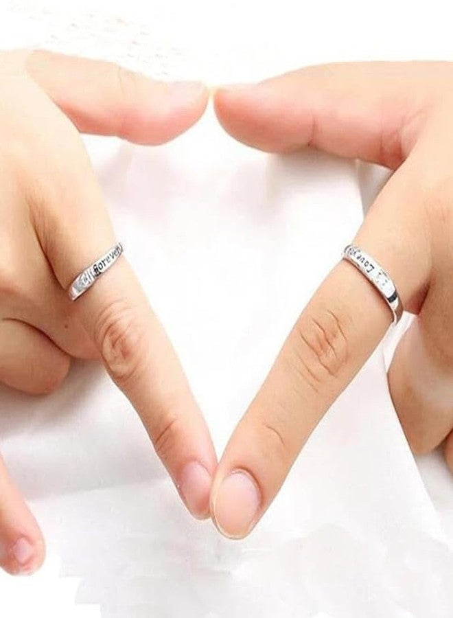 Mahi Valentine Gift Proposal Forever Together Couple Ring Set with Crystal for Men and Women (FRCO1103208R) - Image 2