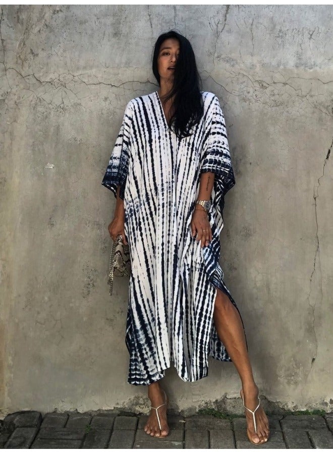 European And American Vacation Gown Beach Blouse Large Size Swimwear Sunscreen Shirt Bikini Blouse Skirt 30 Color Amazon-Color:01 Blue-  - Image 5