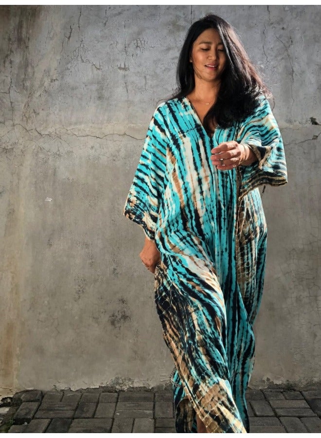 European And American Vacation Gown Beach Blouse Large Size Swimwear Sunscreen Shirt Bikini Blouse Skirt 30 Color Amazon-Color:01 Blue-  - Image 4