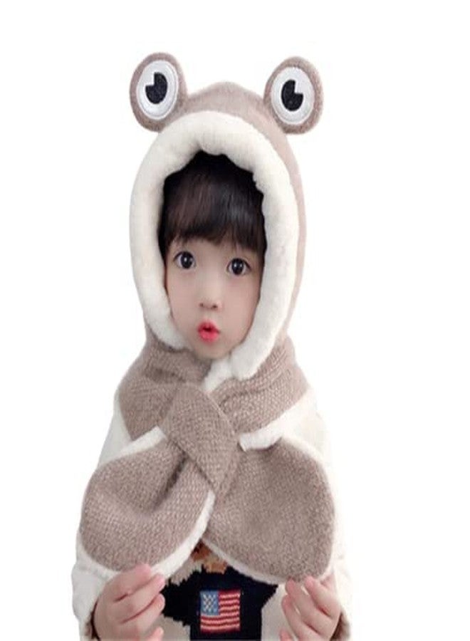 VINSON Kids Winter Hat Cute Cartoon Frog Plush Thick Hat and Scarf Set for Kids 9-10 Year (Beige)(Special for Winter) - Image 1