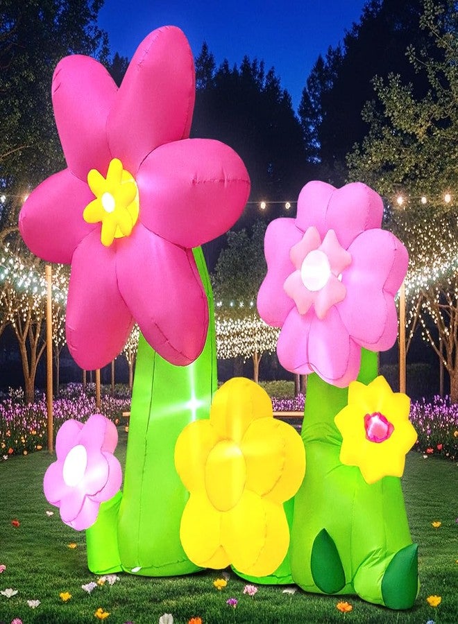 خمس زهور قابلة للنفخ من كوي بطول 6 أقدام لتزيين الحفلات والحدائق، مزودة بإضاءة LED لتزيين الحفلات والعطلات. - Image 4