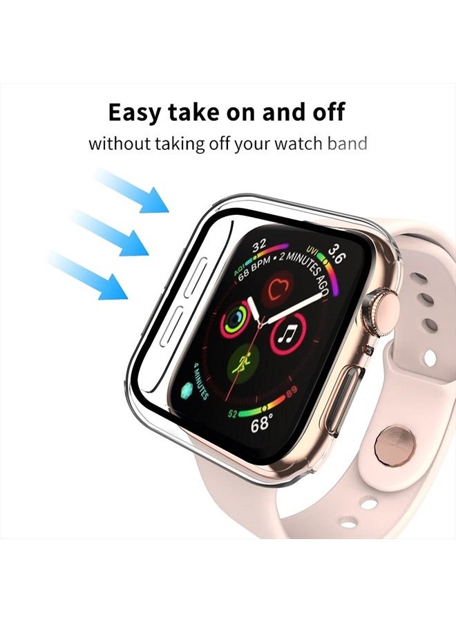 Smiling Case Compatible with Apple Watch Series 6/SE/Series 5/Series 4 40mm with Built in Tempered Glass Screen Protector,Overall Protective Hard PC Case Ultra-Thin Cover- Clear - Image 3