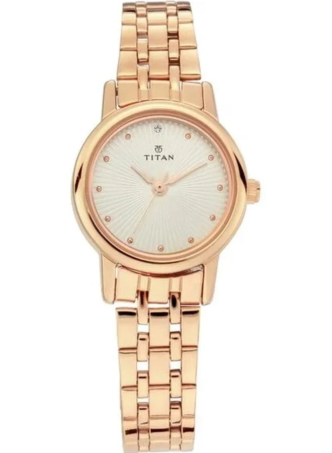 TITAN Women's Analog Display Watch With Rose Gold Stainless Steel Strap - 2593WM01