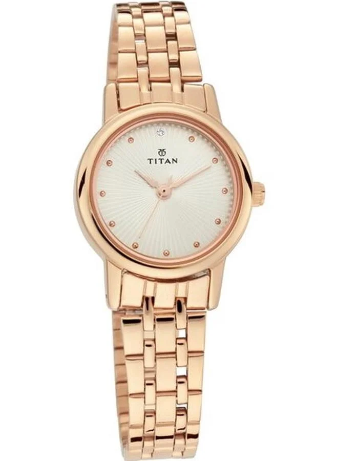 TITAN Women's Analog Display Watch With Rose Gold Stainless Steel Strap - 2593WM01