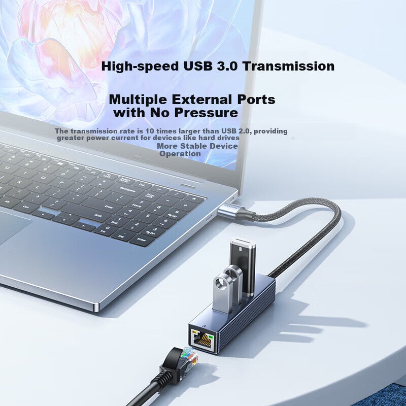 SAMZHE USB3.0 إلى جيجابت إيثرنت توسيع حوض الفاصل, HUB الفاصل, محول كابل شبكة الكمبيوتر المحمول RJ45, سطح المكتب توسيع حوض إيثرنت محول RHX13 - Image 4