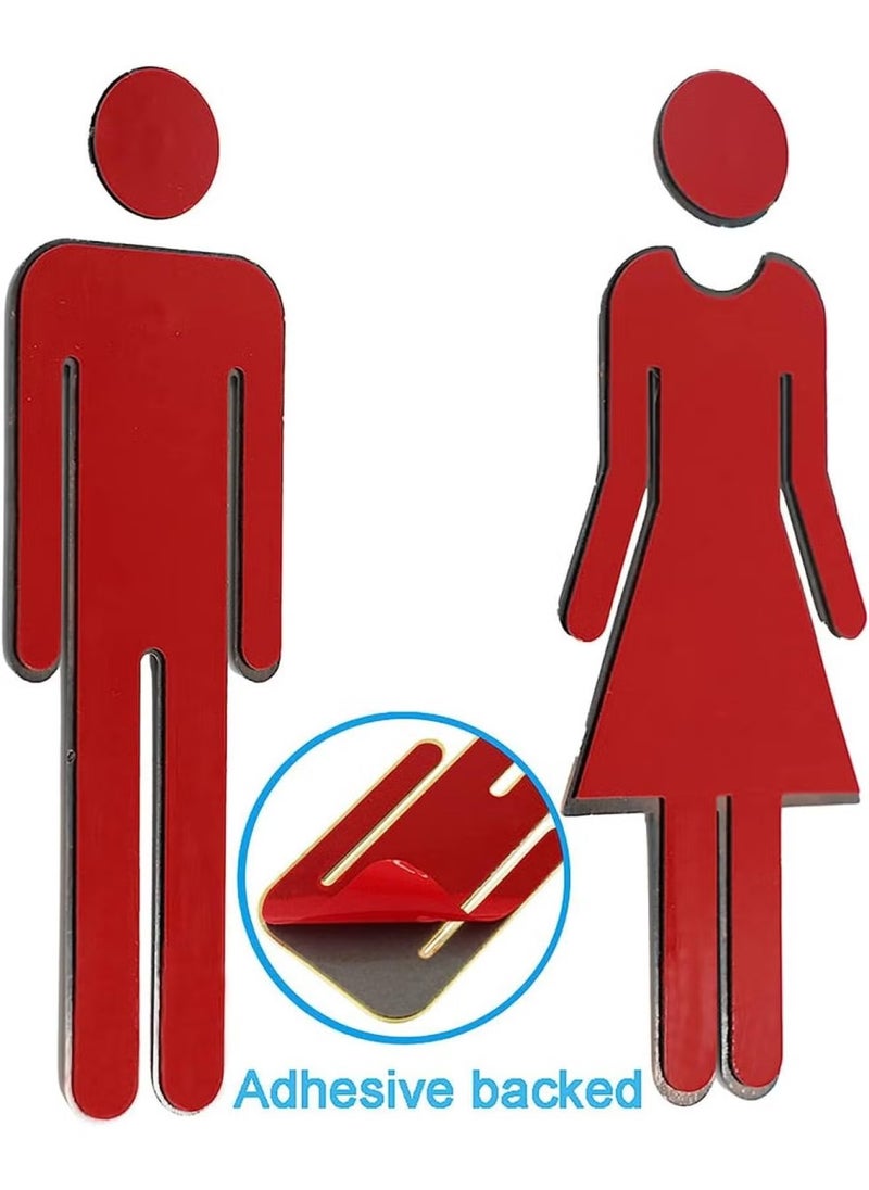 AWALOR Acrylic Adhesive Backed Men s and Women s Bathroom Sign 7.8 Silver  - Image 3