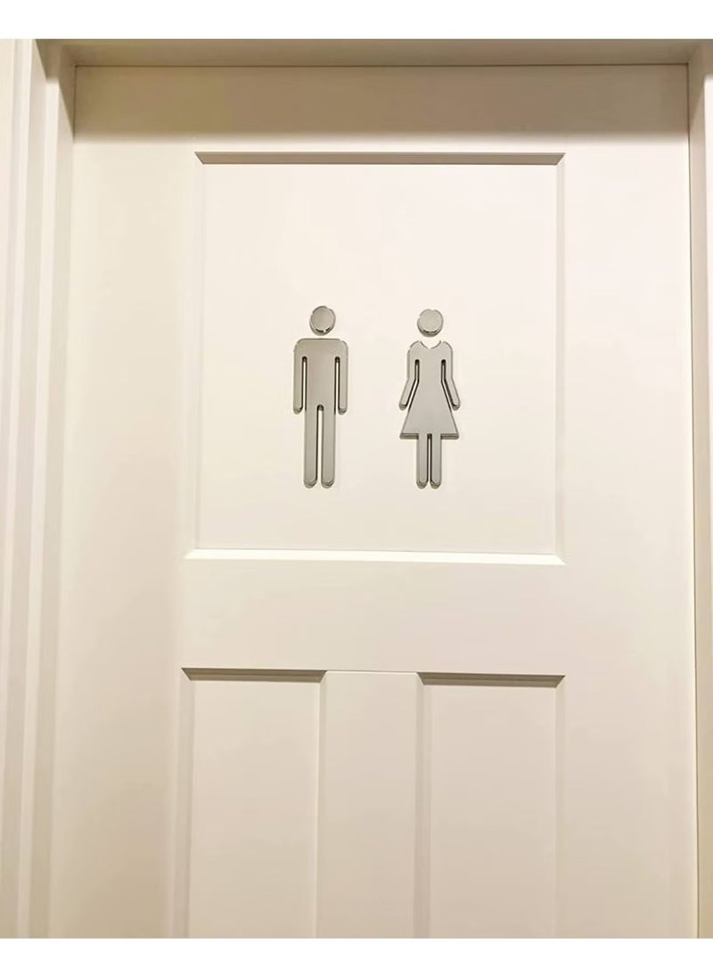 AWALOR Acrylic Adhesive Backed Men s and Women s Bathroom Sign 7.8 Silver  - Image 4