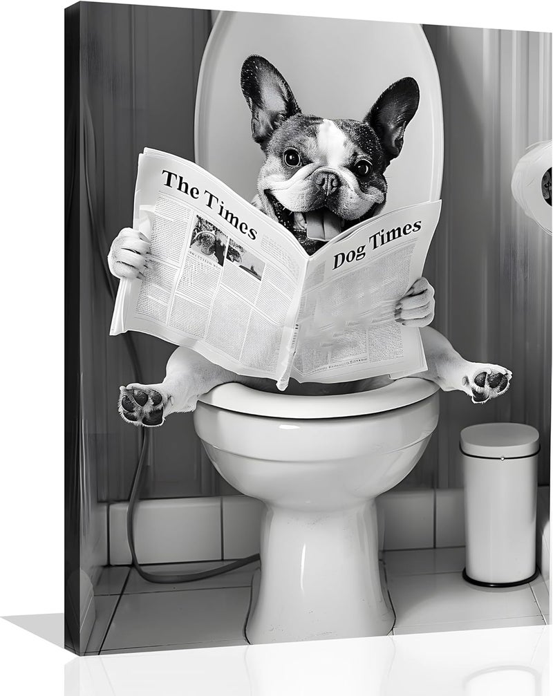 OWNANRTHM Funny Dog Bathroom Wall Art - Image 1