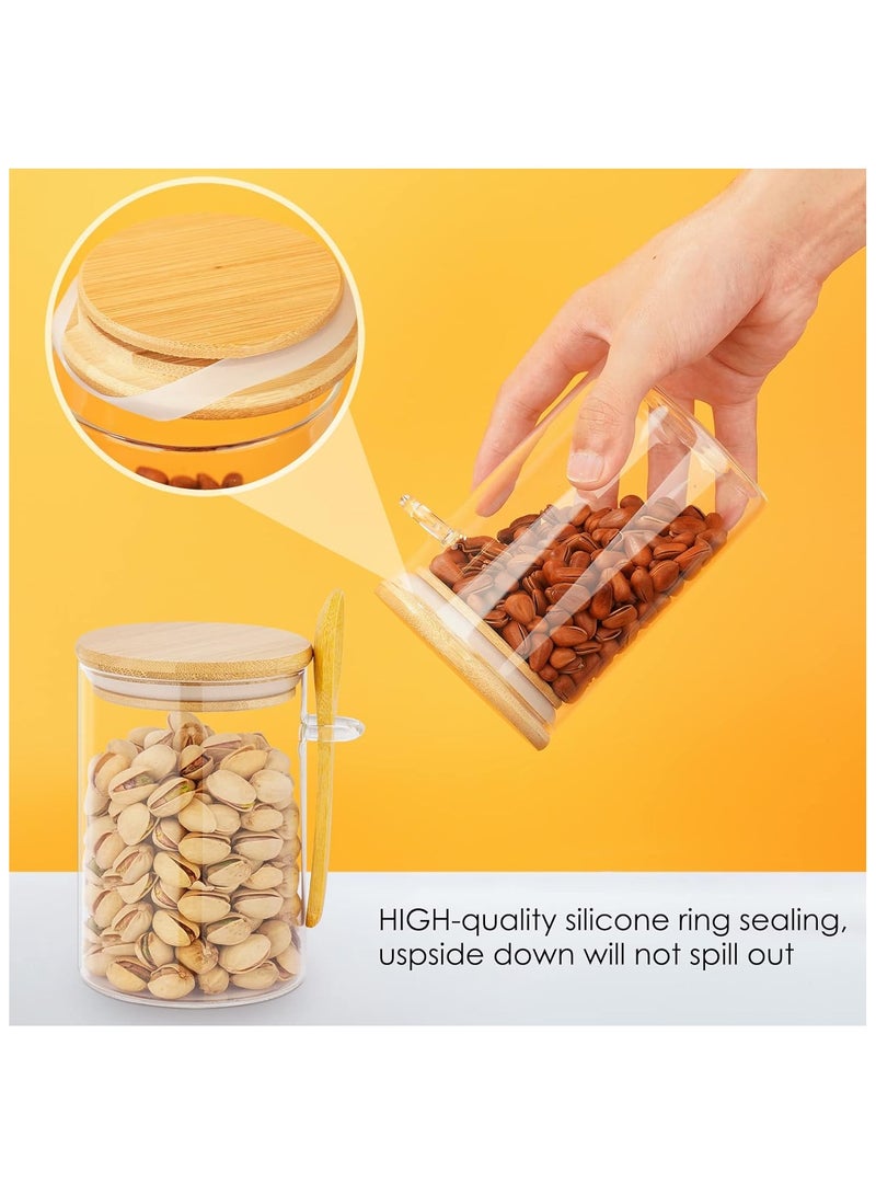 3-Pack 800ml(28.16oz) Glass Jars With Aitight Bamboo Lids and Spoon,Spice Jars Overnight Oats Jars Breakfast Jars Sugar Salt Coffee Tea Candy Cookies Jars, Kitchen Storage(3Pack800ML) - Image 3