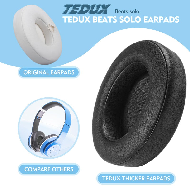 Tedux 2Pcs Beats Solo 2 & 3 Earpad Replacement, Soft and Durable Beats Replacement Ear Pads, Beats Headphones Replacement Cushion with Premium Thicker Memory Foam - Image 3