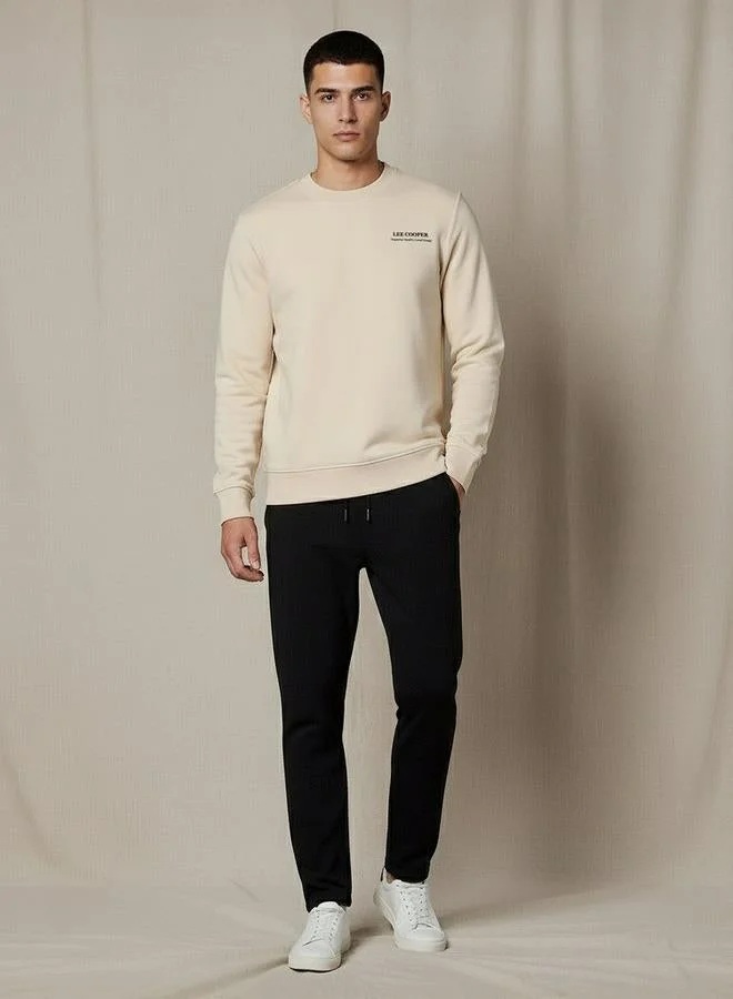 لي كوبر Lee Cooper Men Regular Fit Logo Print Cotton Sweatshirt