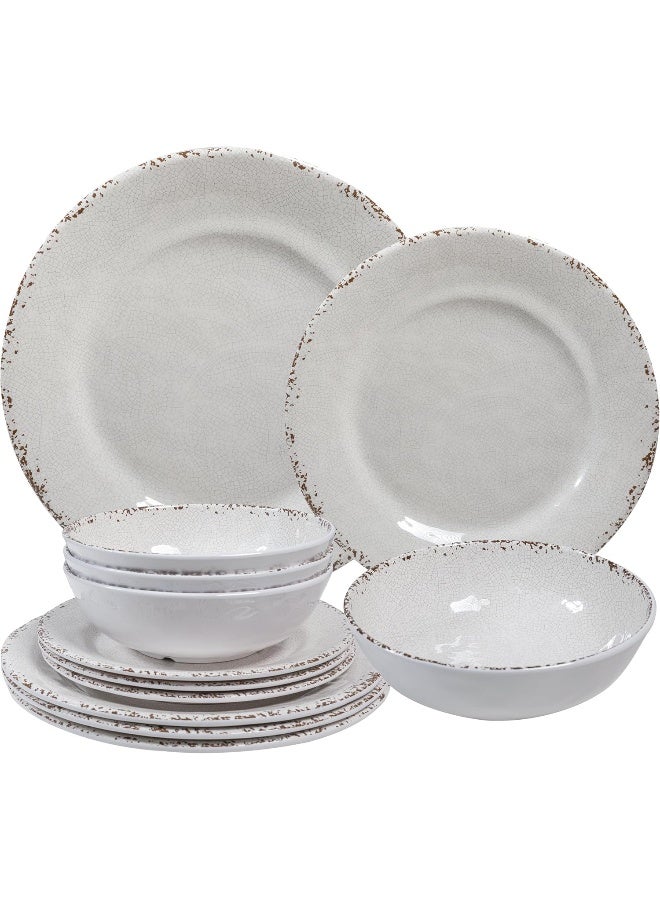 ZAROCRUS طقم أدوات المائدة الميلامين الريفي - 12 قطعة - Image 1