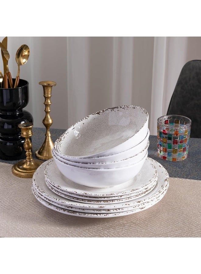 ZAROCRUS طقم أدوات المائدة الميلامين الريفي - 12 قطعة - Image 4