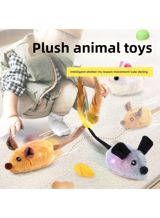 Fun Cat Toy Charging Upgrade Electric Induction Mouse Trembles Simulation Small White Rabbit Plush Cat Self-hi To Relieve Boredom Dog-Color:Upgrade Charging Rhubarb Chinese Color Box  - Image 3