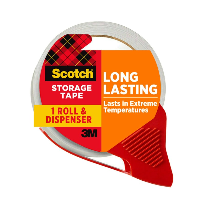 Scotch  Scotch Long Lasting Storage Shipping Packaging Tape, 1.88" x 38.2 yd, 1 Roll with Dispenser (3650S-RD-ESF)  - Image 1