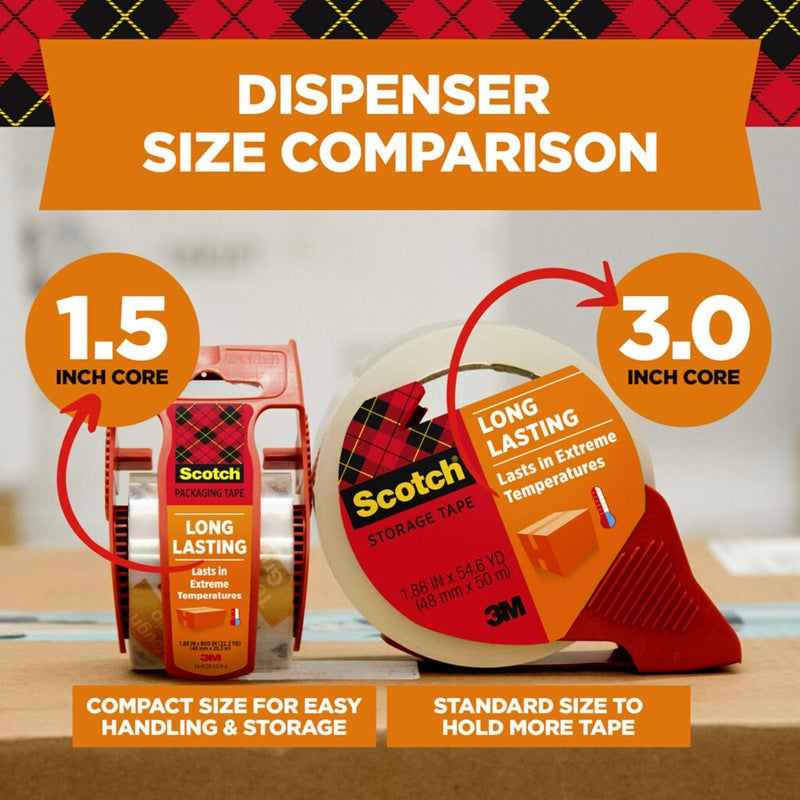 Scotch  Scotch Long Lasting Storage Shipping Packaging Tape, 1.88" x 38.2 yd, 1 Roll with Dispenser (3650S-RD-ESF)  - Image 4