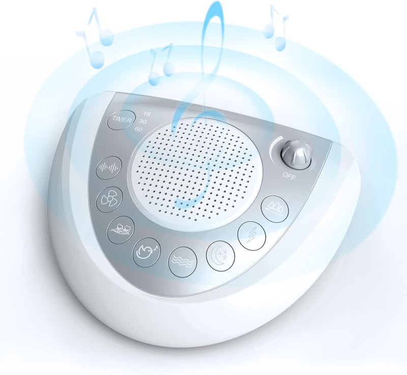 Mesqool White Noise Sound Machine for Sleeping Baby Kid Adult Office Privacy with 24 Soothing Sounds, Portable Sleep Machine White Noise Fan Natural Sound, Battery & Plug, Timer, 2 USB Charger, Headphone Jack 