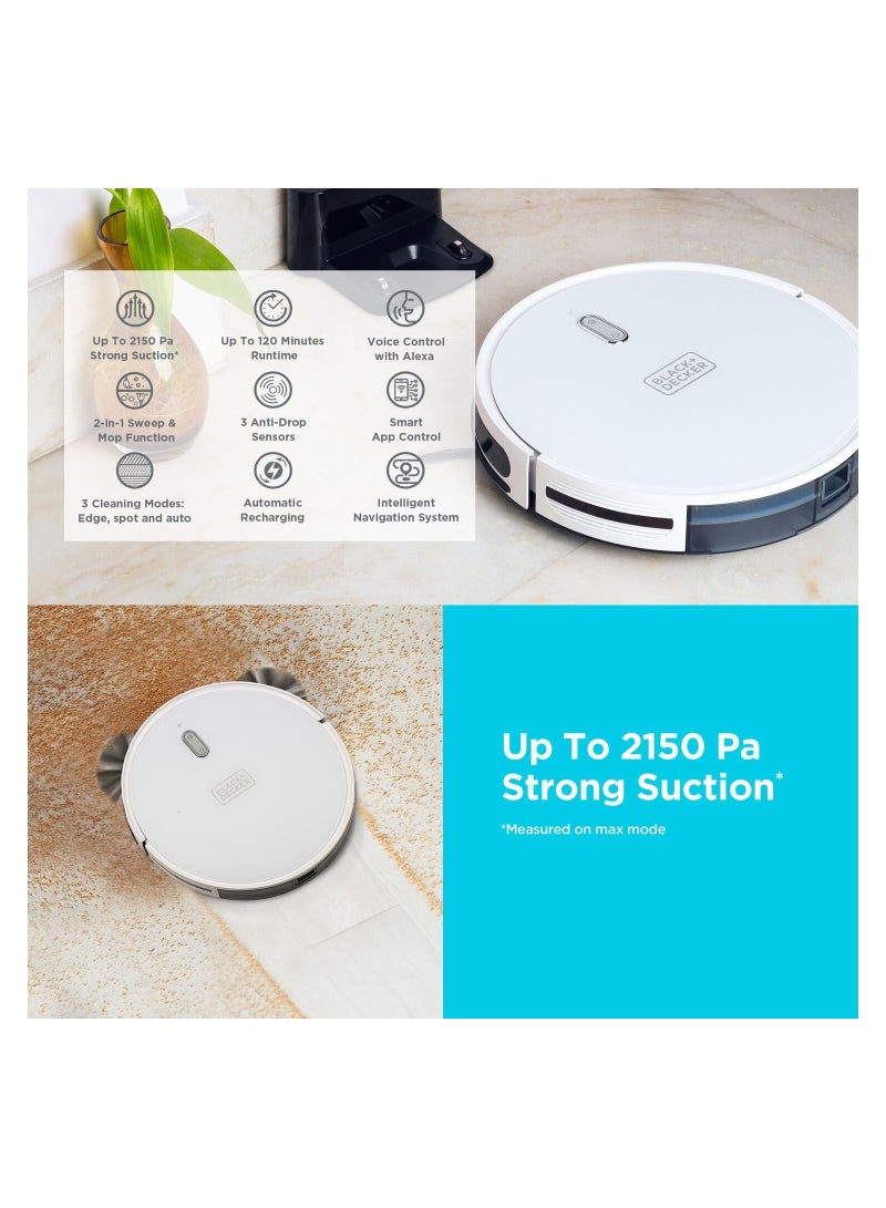 BLACK+DECKER Robotic Vacuum Cleaner And Mop Alexa & Google Assistant Enabled 14.4 W BRVA425B10-B5 White - Image 4