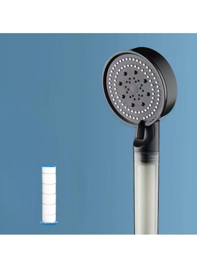 Hanayo High Pressure Shower Head Water Saving Shower Head With PP Cotton Filter Shower 5 Jet Types for Bathing Modern Handheld Shower Head (Black) - Image 4
