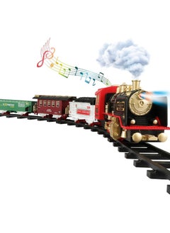 Generic Train Set - Electric Remote Control Train Toy for Kids with Steam Locomotive Engine, Carriage, Cargo Car and Tracks, Battery Powered Toy Train with , Light & Sounds ( 21  pcs )  - Image 1