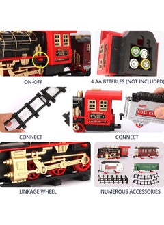 Generic Train Set - Electric Remote Control Train Toy for Kids with Steam Locomotive Engine, Carriage, Cargo Car and Tracks, Battery Powered Toy Train with , Light & Sounds ( 21  pcs )  - Image 2