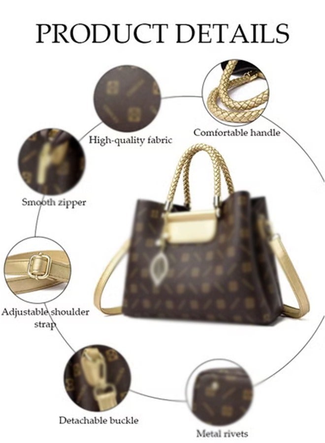 DUNISO Women's Shoulder Bag, Soft Leather Printed Crossbody Bag, Adjustable Shoulder Strap Handbag With Leaf Pendant, Large Capacity Pu Leather Outdoor Backpack, Great For Commuting And Traveling - Image 3