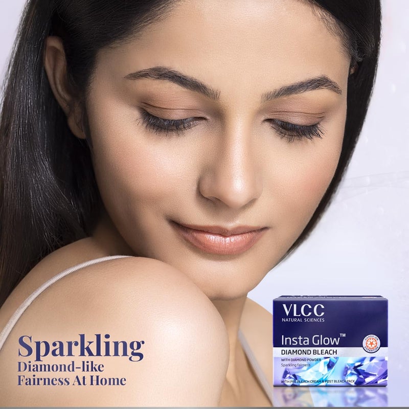 VLCC Insta Glow Diamond Bleach 402g With Diamond Powder For Sparkling Fairness Skin Brightening Bleach Minimizes Dark Spots Reduces Facial Hair Visibility - Image 3