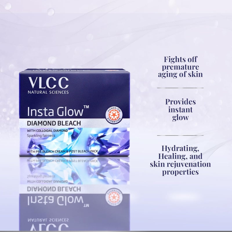 VLCC Insta Glow Diamond Bleach 402g With Diamond Powder For Sparkling Fairness Skin Brightening Bleach Minimizes Dark Spots Reduces Facial Hair Visibility - Image 4