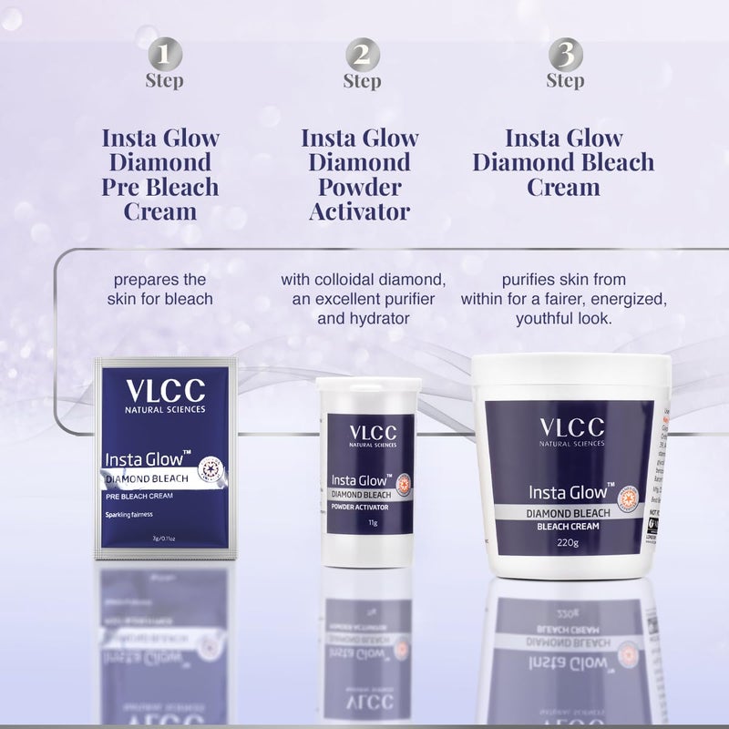 VLCC Insta Glow Diamond Bleach 402g With Diamond Powder For Sparkling Fairness Skin Brightening Bleach Minimizes Dark Spots Reduces Facial Hair Visibility - Image 5