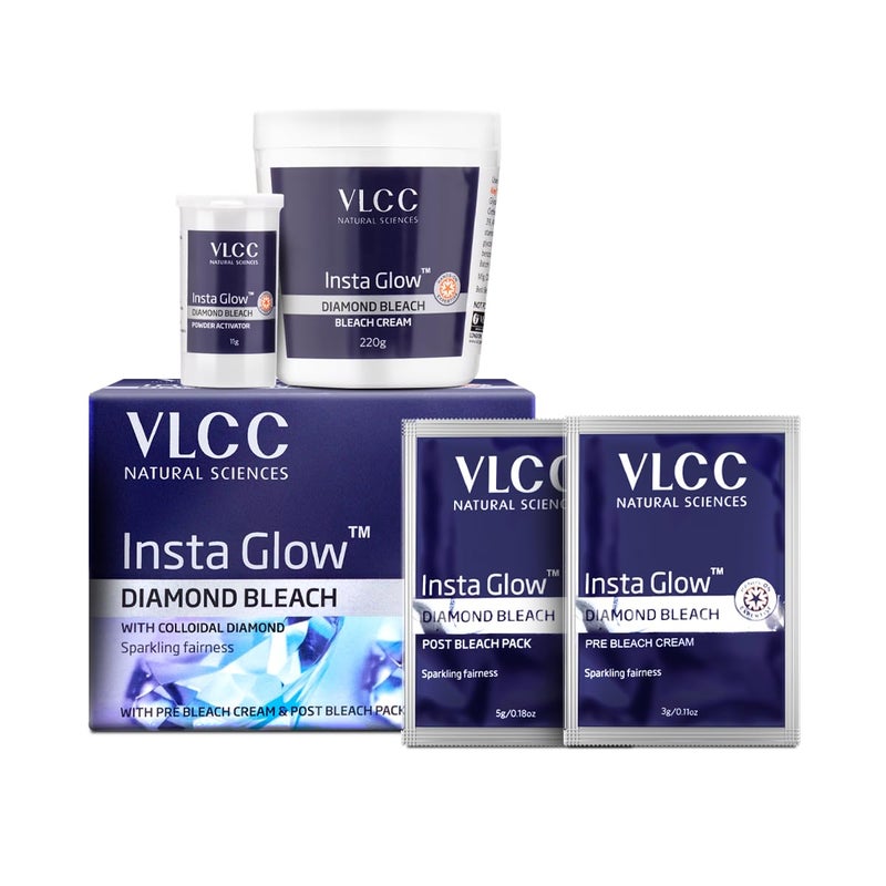 VLCC Insta Glow Diamond Bleach 402g With Diamond Powder For Sparkling Fairness Skin Brightening Bleach Minimizes Dark Spots Reduces Facial Hair Visibility - Image 2