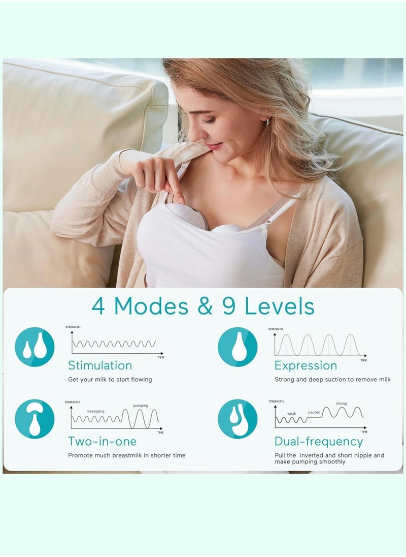 Paruu Hands Free Breast Pump, Double Wearable Electric Breast Pump with 4 Sizes Flange 4 Modes & 9 Levels  - Image 2