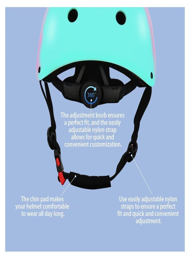 TCCVANAS Color Gradient Adjustable Kids Bike Helmet with Knee & Elbow Pads Set | Multi-Sport Safety Gear for Boys & Girls Ages 5-14 | Skateboarding, Scooters, Roller & Inline Skating, Longboarding - Image 5