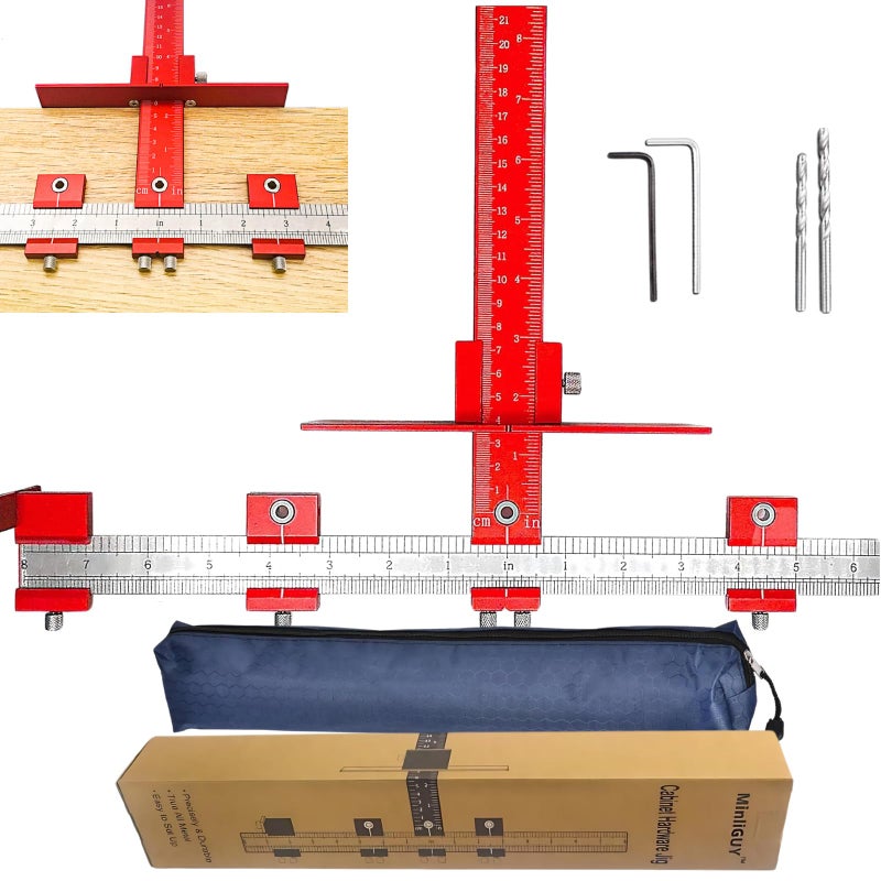 MinliGUY Cabinet Handle Jig Hole Drilling Template for PullsKnobsHandles Installation on Cabinet Door  Drawer All Metal Tool for Drawers Front Hardware Mounting with 5mm 4mm Drill Guide