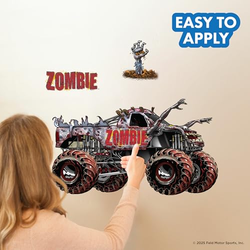 WALL PALZ Monster Jam Zombie Truck Wall Decal - Large 21" Wide Monster Truck Wall Vinyl Stickers Bedroom Decorations - Peel and Stick Room Decor - Image 3