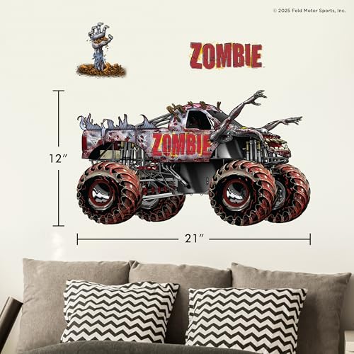 WALL PALZ Monster Jam Zombie Truck Wall Decal - Large 21" Wide Monster Truck Wall Vinyl Stickers Bedroom Decorations - Peel and Stick Room Decor - Image 5