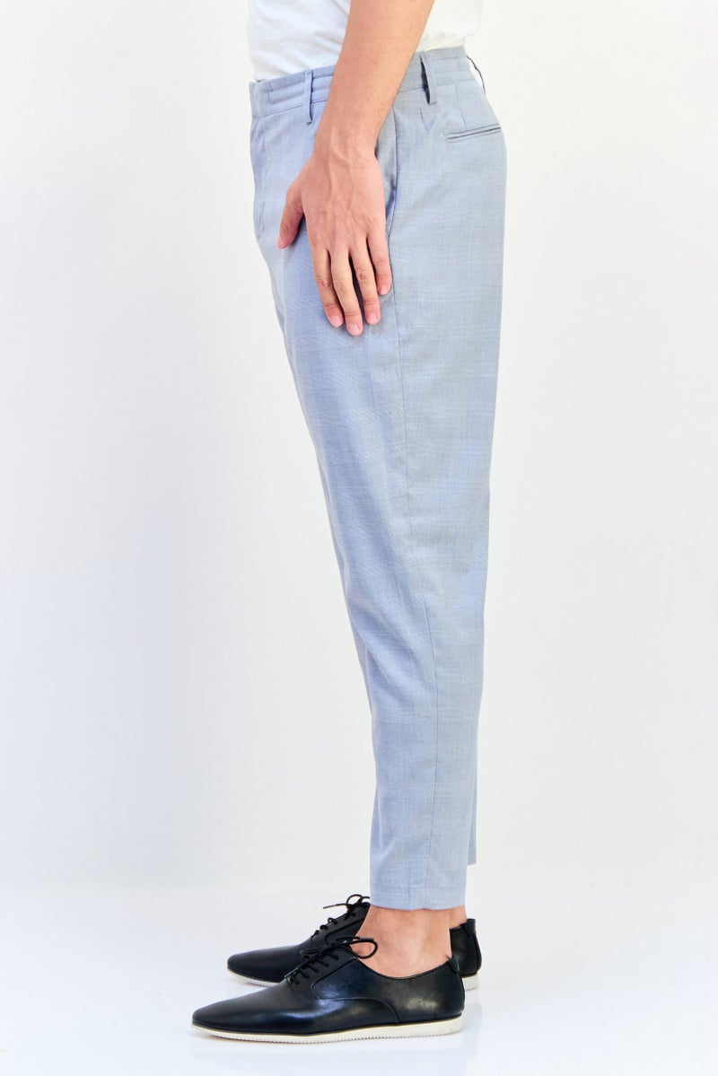 Celio Men Straight Fit Checkered Chino Pants, Grey - Image 2