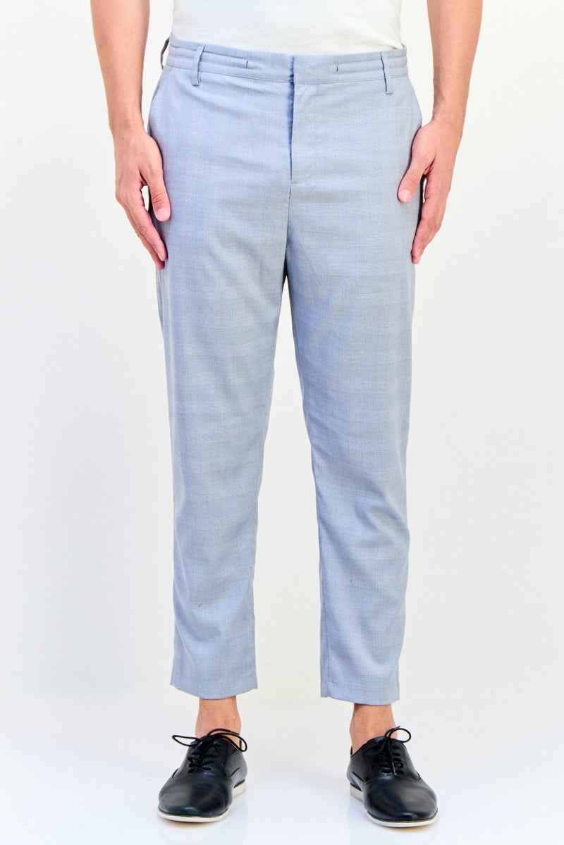 Celio Men Straight Fit Checkered Chino Pants, Grey - Image 1