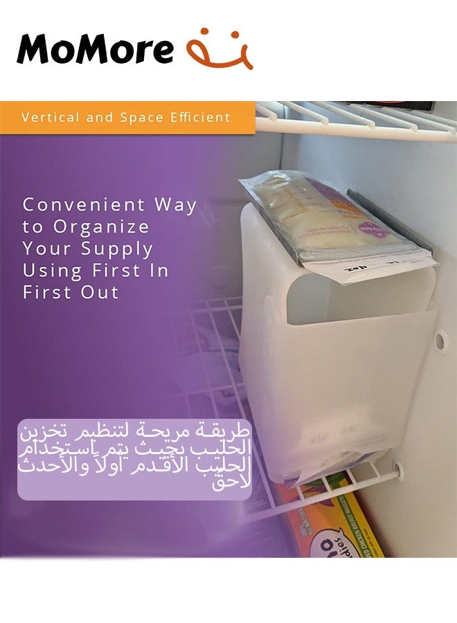 أم أكثر منظم تجميد لأكياس حفظ الحليب، حاوية بنظام الأول دخولاً الأول خروجاً مع صينية لتجميد الحليب لإطعام الطفل، مع 30 كيس لحفظ الحليب - Image 4