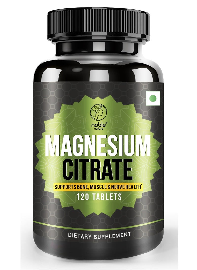 noble nature Noble Nature Magnesium Citrate - 120 Tablets - Supports Bone, Muscle and Nerve Health  - Image 1