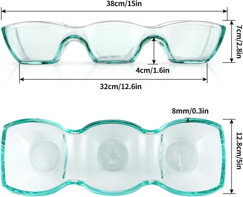 MDLUU Glass Triple Dip Bowl Divided Appetizer Serving Dish 3Compartment Snack Server for Entertaining Party Buffet Event - Image 2