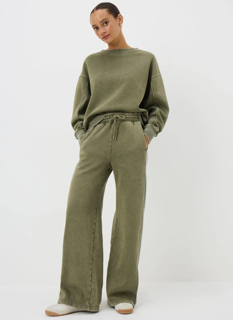 Matalan Khaki Acid Wash Wide Leg Jogging Bottoms