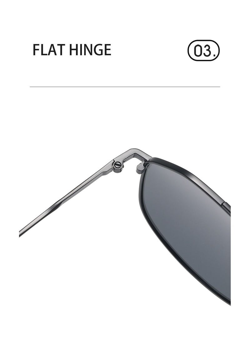 KATELUO - Sunglasses Original KATELUO for males Polarized UV400 protection With Full Set Sun Protection Category 3 Suitable for driving car Black Lense and Grey frame Square Frame style Light Weight For men - Image 1
