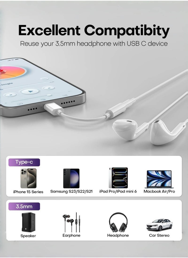 تشو داي محول USB-C إلى 3.5 مم - صوت لا فقداني بدقة 32bit/384kHz، متوافق مع آيفون 15/16 وجلاكسي S24/S23 والأجهزة اللوحية  - Image 5