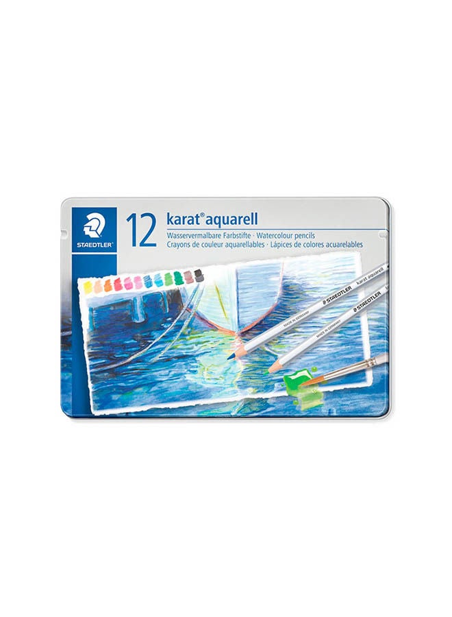 STAEDTLER Karat Aquarell Watercolour Pencils Tin Set Of 12 Assorted Colours